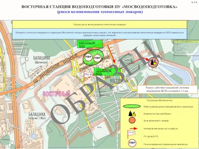 ВОСТОЧНАЯ СТАНЦИЯ ВОДОПОДГОТОВКИ ПУ «МОСВОДОПОДГОТОВКА» (риски возникновения техногенных пожаров) ГОУ СОШ №