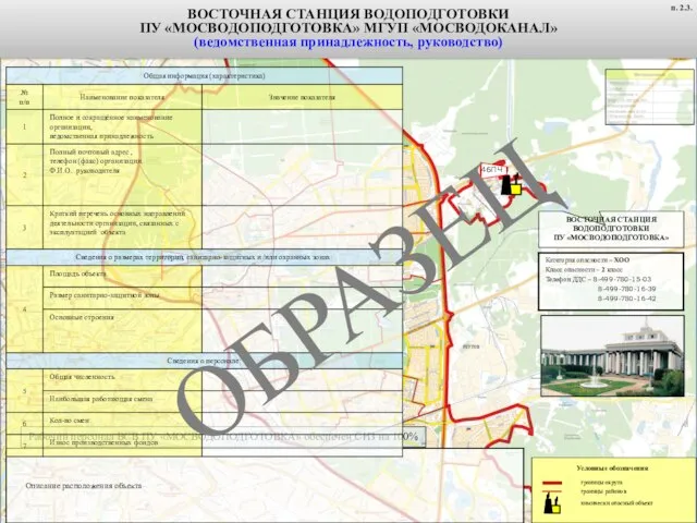 ВОСТОЧНАЯ СТАНЦИЯ ВОДОПОДГОТОВКИ ПУ «МОСВОДОПОДГОТОВКА» Условные обозначения химически опасный объект границы районов