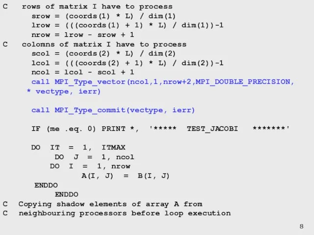 C rows of matrix I have to process srow = (coords(1) *