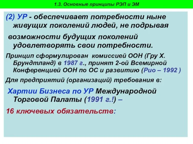 Пахомова Н.В. - 2009-10 1.3. Основные принципы РЭП и ЭМ (2) УР