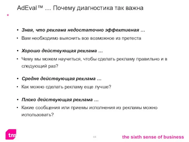 AdEval™ … Почему диагностика так важна Зная, что реклама недостаточно эффективная …