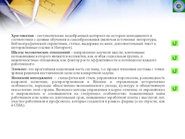 Хрестоматия – систематически подобранный материал по истории менеджмента в соответствии с целями