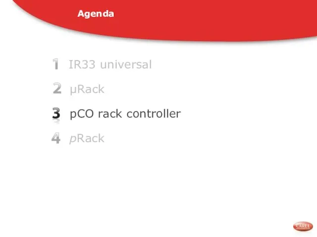 IR33 universal pCO rack controller pRack μRack Agenda