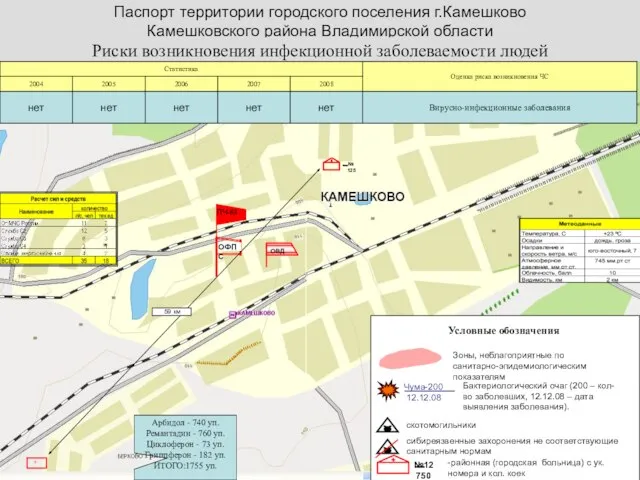 Паспорт территории городского поселения г.Камешково Камешковского района Владимирской области Риски возникновения инфекционной