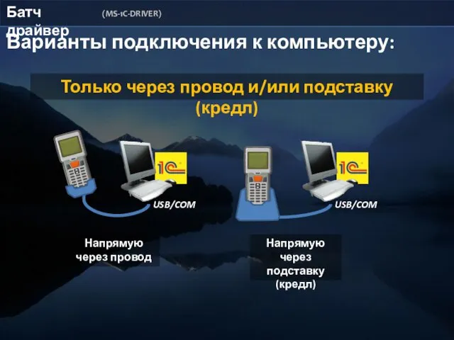 Батч драйвер (MS-1C-DRIVER) Варианты подключения к компьютеру: Только через провод и/или подставку