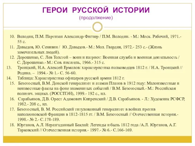 10. Володин, П.М. Партизан Александр Фигнер / П.М. Володин. - М.: Моск.