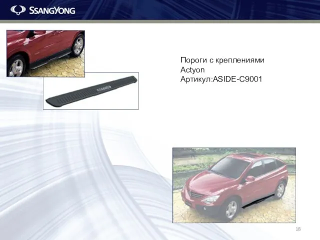 Пороги с креплениями Actyon Артикул:ASIDE-C9001