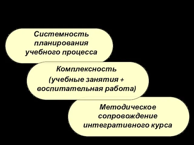 Качественные результаты Системность планирования учебного процесса Комплексность (учебные занятия + воспитательная работа) Методическое сопровождение интегративного курса