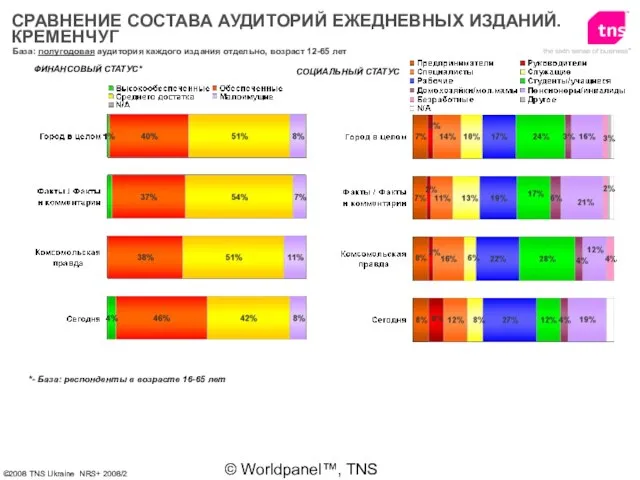 © Worldpanel™, TNS 2006 СОЦИАЛЬНЫЙ СТАТУС ФИНАНСОВЫЙ СТАТУС* *- База: респонденты в