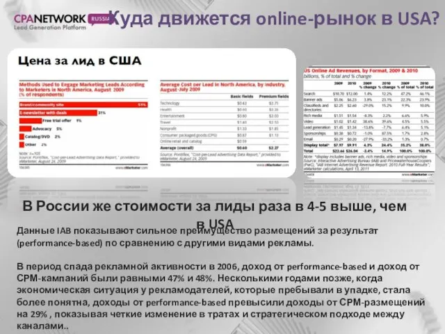 Куда движется online-рынок в USA? В России же стоимости за лиды раза