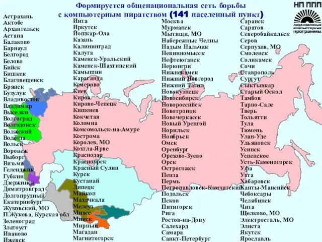 Формируется общенациональная сеть борьбы с компьютерным пиратством (141 населенный пункт) Астрахань Актобе