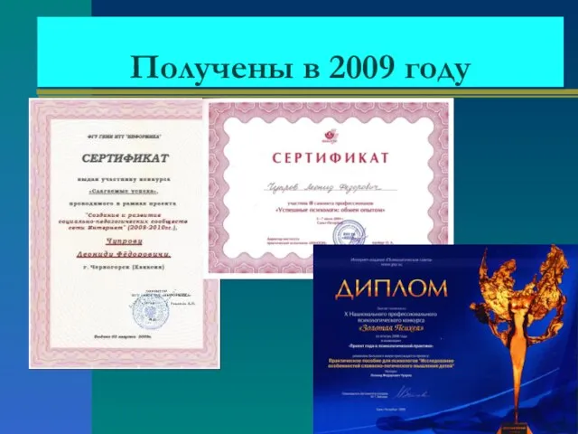 Получены в 2009 году