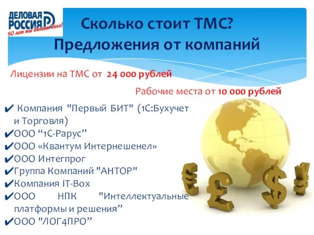 Сколько стоит ТМС? Предложения от компаний Лицензии на ТМС от 24 000