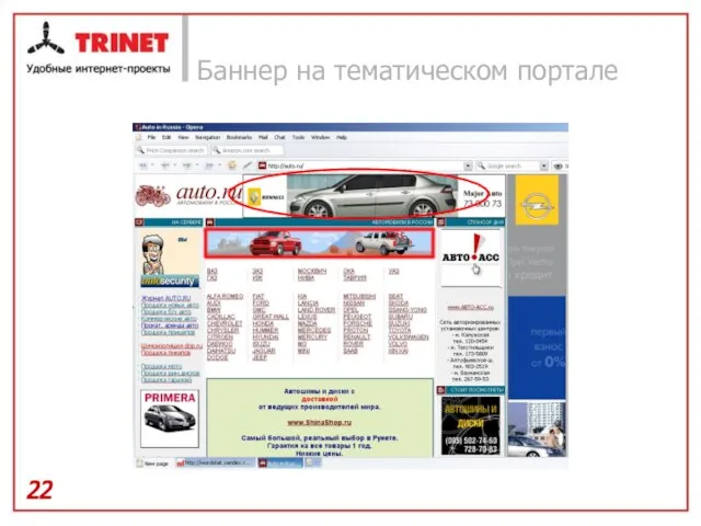 Баннер на тематическом портале