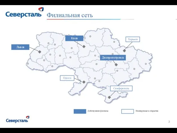 Филиальная сеть Действующие филиалы Планируемые к открытию Львов Киев Днепропетровск Харьков Одесса Симферополь