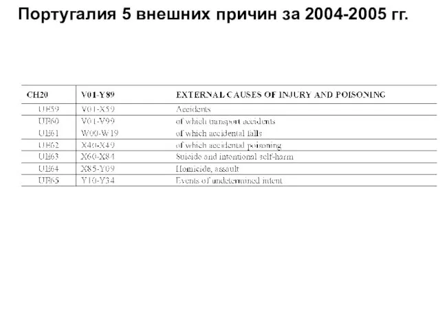 Португалия 5 внешних причин за 2004-2005 гг.