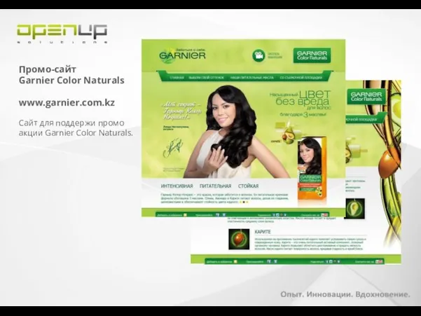 Промо-сайт Garnier Color Naturals www.garnier.com.kz Сайт для поддержи промо акции Garnier Color Naturals.