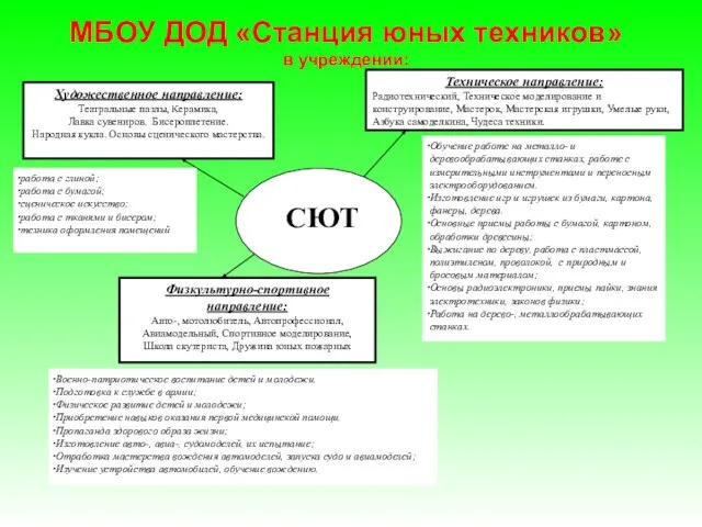 МБОУ ДОД «Станция юных техников» в учреждении: