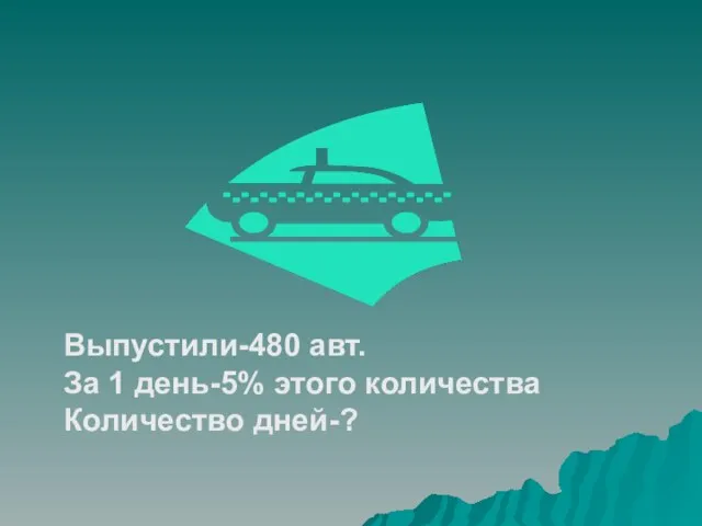 Выпустили-480 авт. За 1 день-5% этого количества Количество дней-?