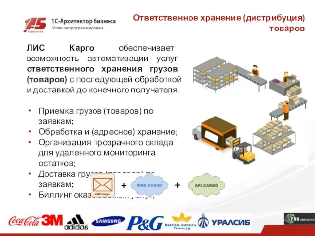 Ответственное хранение (дистрибуция) товаров ЛИС Карго обеспечивает возможность автоматизации услуг ответственного хранения