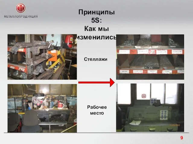 Принципы 5S: Как мы изменились Стеллажи Рабочее место