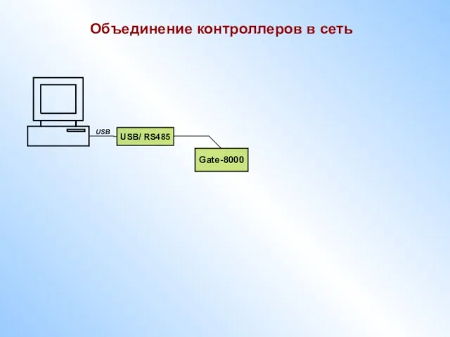 Объединение контроллеров в сеть Gate-8000 USB/ RS485 USB