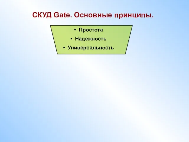 СКУД Gate. Основные принципы. Простота Надежность Универсальность