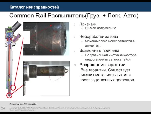 Каталог неисправностей Abteilung | 18.09.2006 | © Alle Rechte bei Robert Bosch