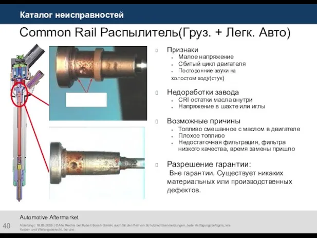 Каталог неисправностей Abteilung | 18.09.2006 | © Alle Rechte bei Robert Bosch