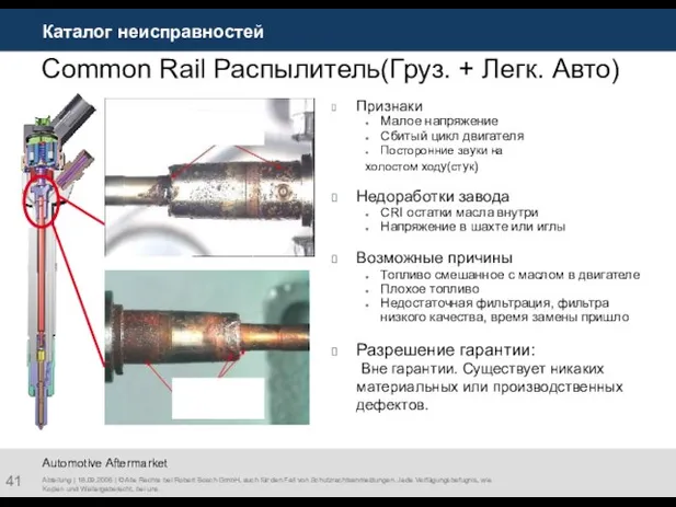 Каталог неисправностей Abteilung | 18.09.2006 | © Alle Rechte bei Robert Bosch