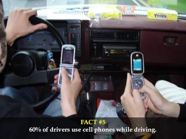 FACT #5 60% of drivers use cell phones while driving.