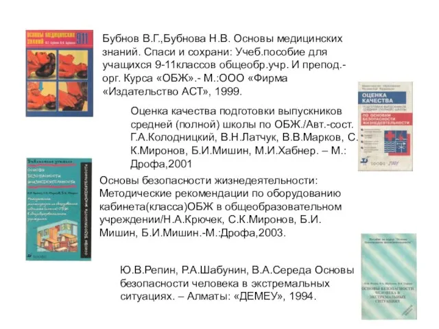 Бубнов В.Г.,Бубнова Н.В. Основы медицинских знаний. Спаси и сохрани: Учеб.пособие для учащихся