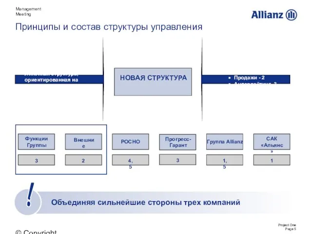 © Copyright Allianz SE Принципы и состав структуры управления Management Meeting НОВАЯ