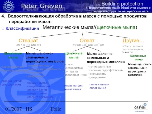 01/2007 HS Folie Металлические мыла/(щелочные мыла) Стеарат C12-C14 C16-C18 C20 Щелочные мыла