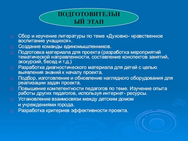 Сбор и изучение литературы по теме «Духовно- нравственное воспитание учащихся». Создание команды