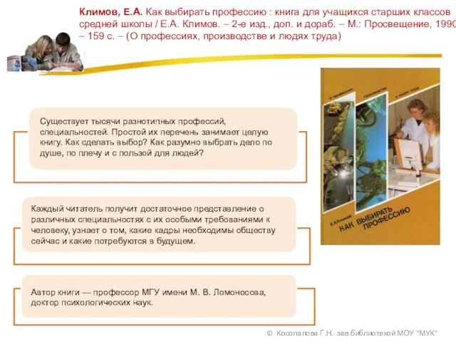 Климов, Е.А. Как выбирать профессию : книга для учащихся старших классов средней