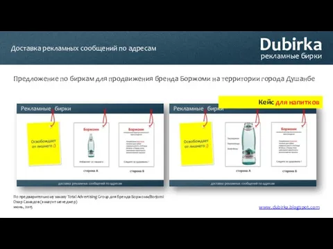 Dubirka рекламные бирки Предложение по биркам для продвижения бренда Боржоми на территории