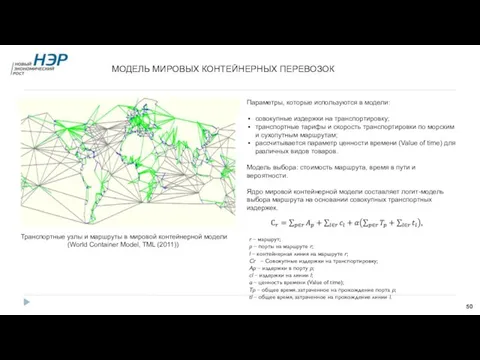 МОДЕЛЬ МИРОВЫХ КОНТЕЙНЕРНЫХ ПЕРЕВОЗОК Транспортные узлы и маршруты в мировой контейнерной модели