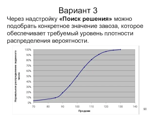 Вариант 3 Через надстройку «Поиск решения» можно подобрать конкретное значение завоза, которое