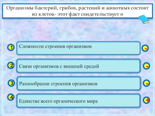 Сложности строения организмов 1 2 3 4 Связи организмов с внешней средой