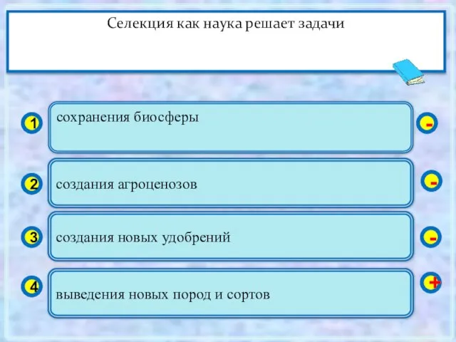 сохранения биосферы 1 2 3 4 создания агроценозов создания новых удобрений выведения