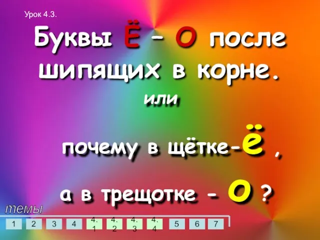 Буквы Ё – О после шипящих в корне. или почему в щётке-ё