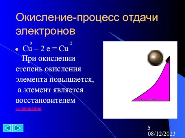 08/12/2023 Окисление-процесс отдачи электронов 0 +2 Cu – 2 e = Cu