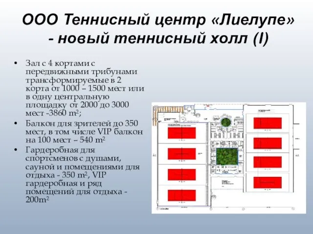 ООО Теннисный центр «Лиелупе» - новый теннисный холл (I) Зал с 4