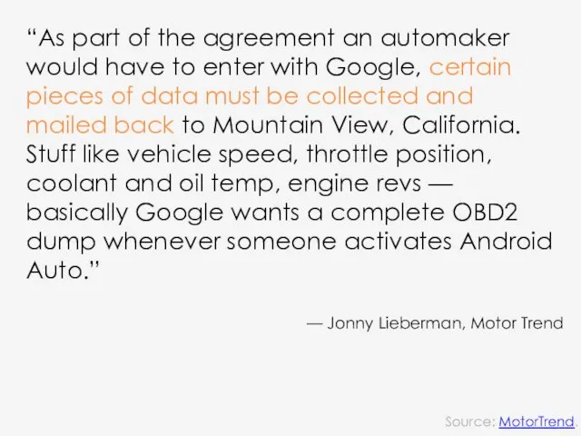 “As part of the agreement an automaker would have to enter with