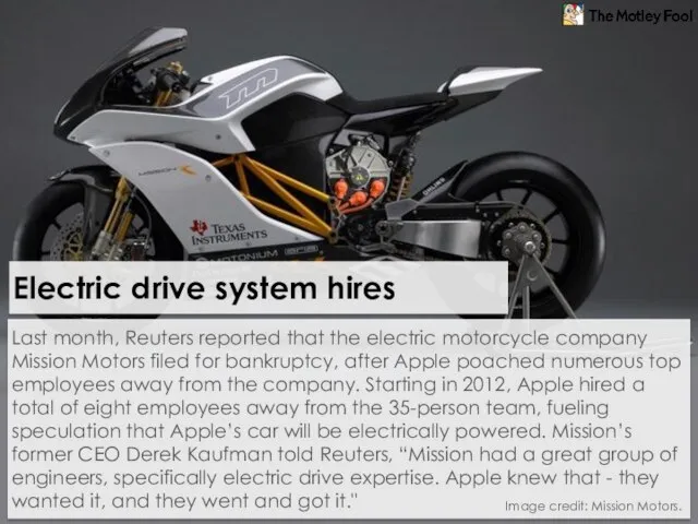 Last month, Reuters reported that the electric motorcycle company Mission Motors filed