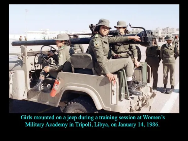 Girls mounted on a jeep during a training session at Women’s Military