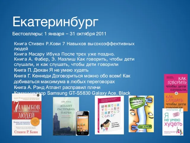 Екатеринбург Бестселлеры: 1 января – 31 октября 2011 Книга Стивен Р.Кови 7
