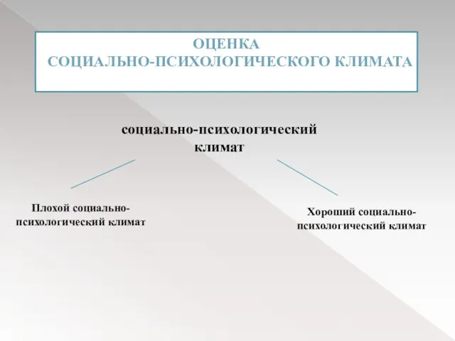 ОЦЕНКА СОЦИАЛЬНО-ПСИХОЛОГИЧЕСКОГО КЛИМАТА социально-психологический климат Плохой социально- психологический климат Хороший социально- психологический климат