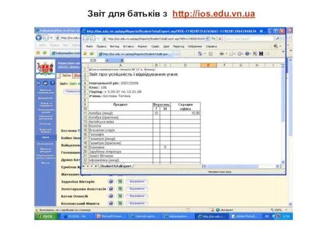 Звіт для батьків з http://ios.edu.vn.ua